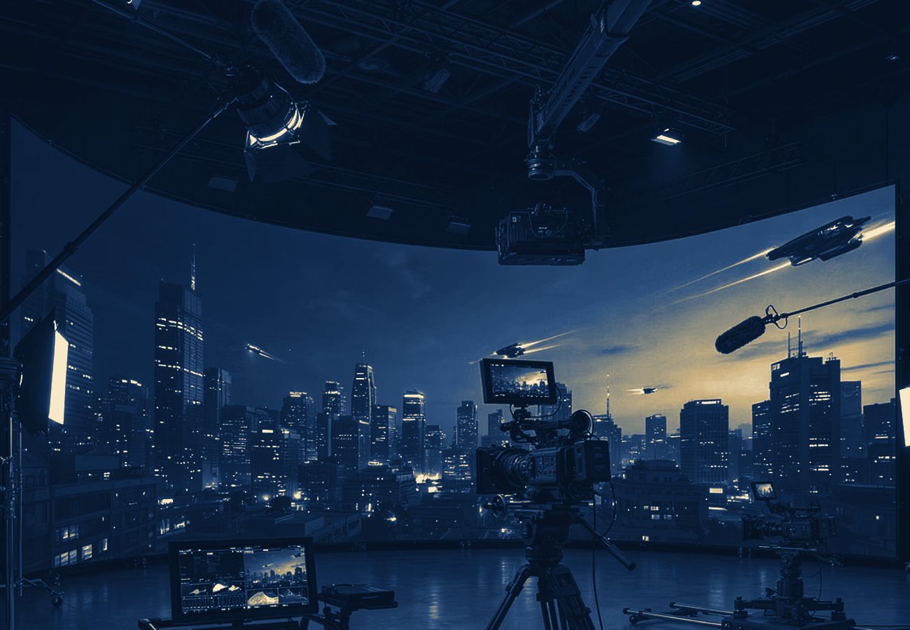 A virtual production stage prepared for an entertainment shoot